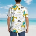 thumbnail image 4 of Pofeuu Dinosaur on Excavator Print Hawaiian Shirt for Men Sleeves Casual Button Down Summer Beach Dress Shirts T-Shirts,X-Large, 4 of 7