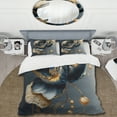 thumbnail image 2 of Designart "Deep Blue and Gold Blossom I" Floral & Botanical Bedding Covert Set - Floral Blue Traditional Bed Set With 1 Sham, 2 of 6