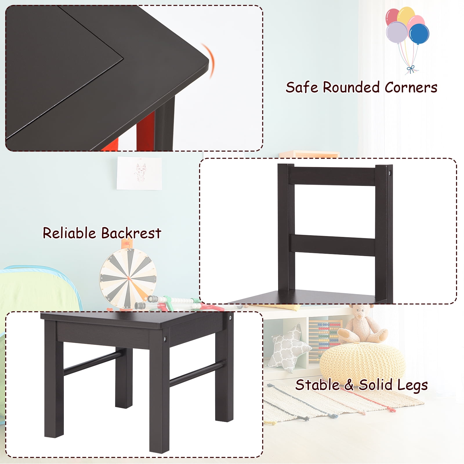 Infans 2-in-1 Kids Activity Table & 2 Chairs Set w/Storage Building Block Table
