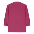 thumbnail image 5 of DHFJKG Womens V Neck T Shirt Loose Fit 3/4 Sleeve Solid Color Basic Tee Summer Breathable Linen Beach Vacation Clothes Trendy Tops, 5 of 5