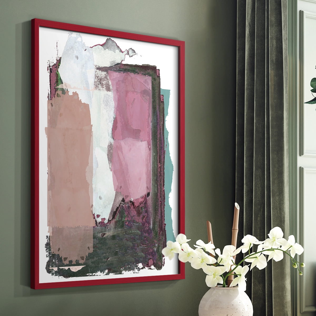 Brights Soft Wash II Framed Print in Red Solid Wood Framed Print No Nail Hanging