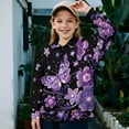 thumbnail image 2 of Uorisanigo Girls Half Zip Collar Sweatshirts Oversized Purple Butterfly Flowers Long Sleeve Pullover Crop Tops for Teen Girls Winter Clothes Fall Fashion Athletic Sweaters Pullover Jackets, 2 of 7