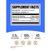 BulkSupplements Magnesium Malate Powder, 2.5g Per Serving - 100 Grams (3.5 oz) - 40 Servings