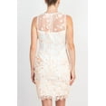 thumbnail image 2 of Adrianna Papell Illusion Crew Neck Bodycon Floral Embroidered Keyhole Back Zipper Back Short Mesh Dress-IVORY / 8, 2 of 4