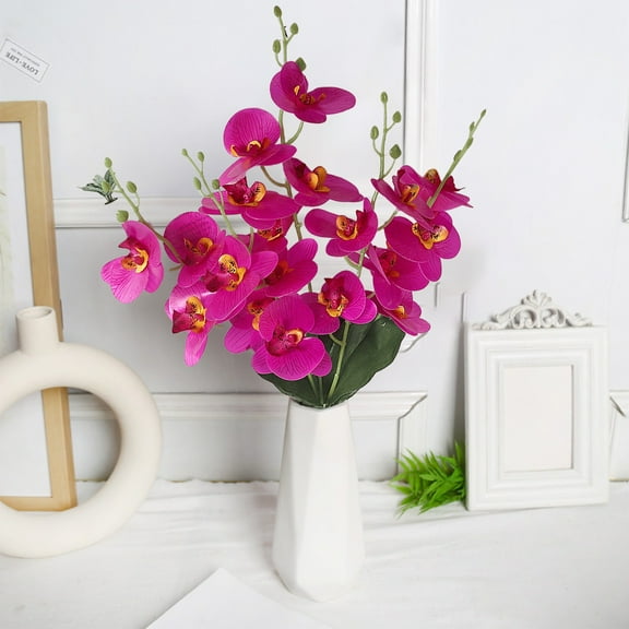 EWASWON Artificial Silk Phalaenopsis Orchid Real Touch Stem Dark Rose Burgundy Faux Flower for Vase Home Wedding Centerpiece Decor