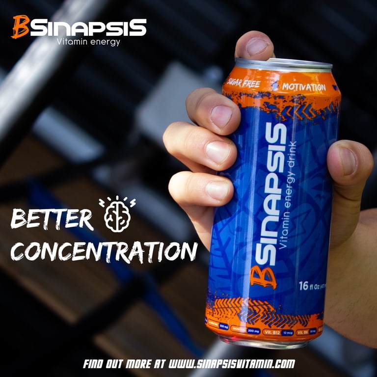 BSinapsis Energy Drink - Contains Vitamins B12, B6, B5, B3, C, Caffeine and  L-Carnitine - 0% Sugar and Sodium - Healthy 100% Vegan Formula for Energy  and Performance 16 Fl Oz (12 pack) - Walmart.com