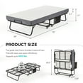 thumbnail image 4 of Hommow Metal Frame Folding Bed, Folding Cot, Rollaway Guest Bed w/ 5" Memory Foam Mattress, 4 of 9
