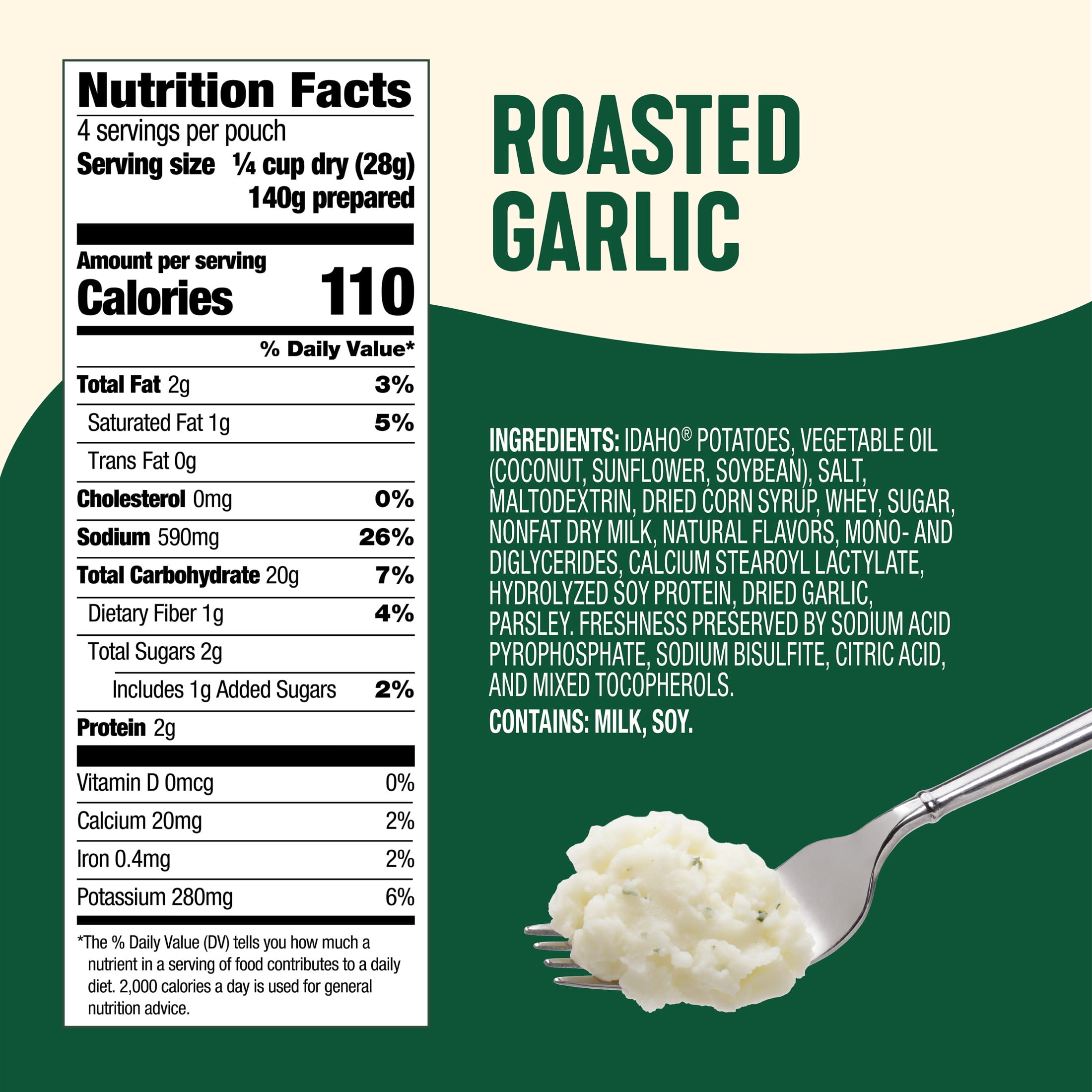 (8 pack) Idahoan Roasted Garlic Mashed Potatoes, 4 oz Pouch