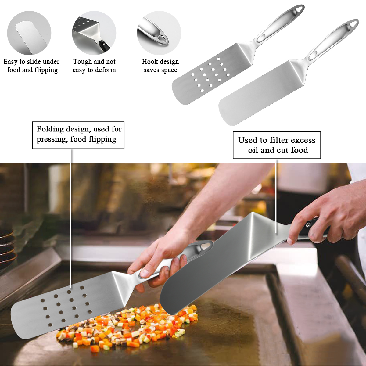 ReaNea Silver Barbecue Set of 5 Stainless Steel Grill Tool Set for All Grill Types and Dishwasher Safe