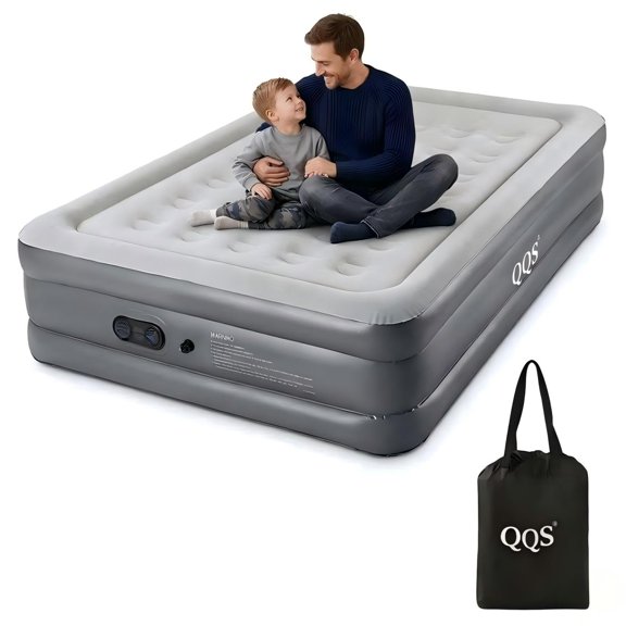 Colchón inflable QQS Twin de 46 cm de altura con bomba incorporada, soporta 300 kg