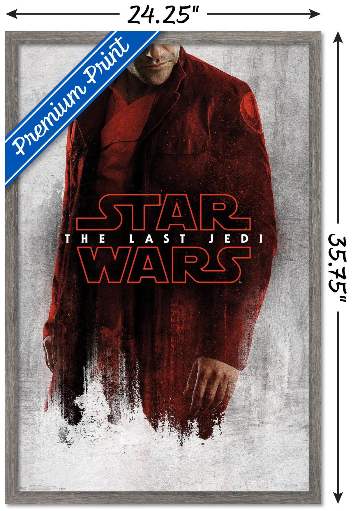 Star Wars: The Last Jedi - Red Poe Wall Poster, 22.375" x 34", Framed