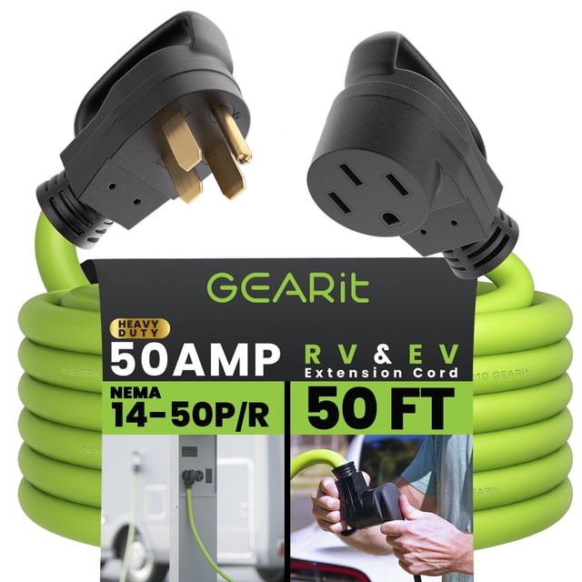 Cable de extensión GearIt de 50 amperios para vehículos recreativos y vehículos eléctricos Tesla de 15 m y 250 V