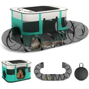 Upgrade Outdoor Cat Enclosure, Outdoor Cat Playpen Enclosed, Portable Catio Cat Tent with Tunnel for Indoor Cats Small Animals and Puppy