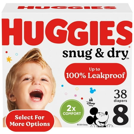Huggies Snug & Dry Baby Diapers, Size 8 (46+ lbs), 38 Count (Select for More)