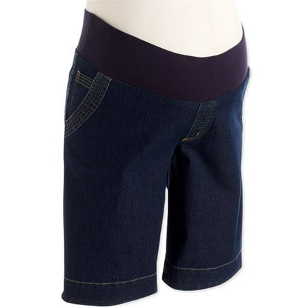Maternity Demi-Panel Denim Bermuda Shorts