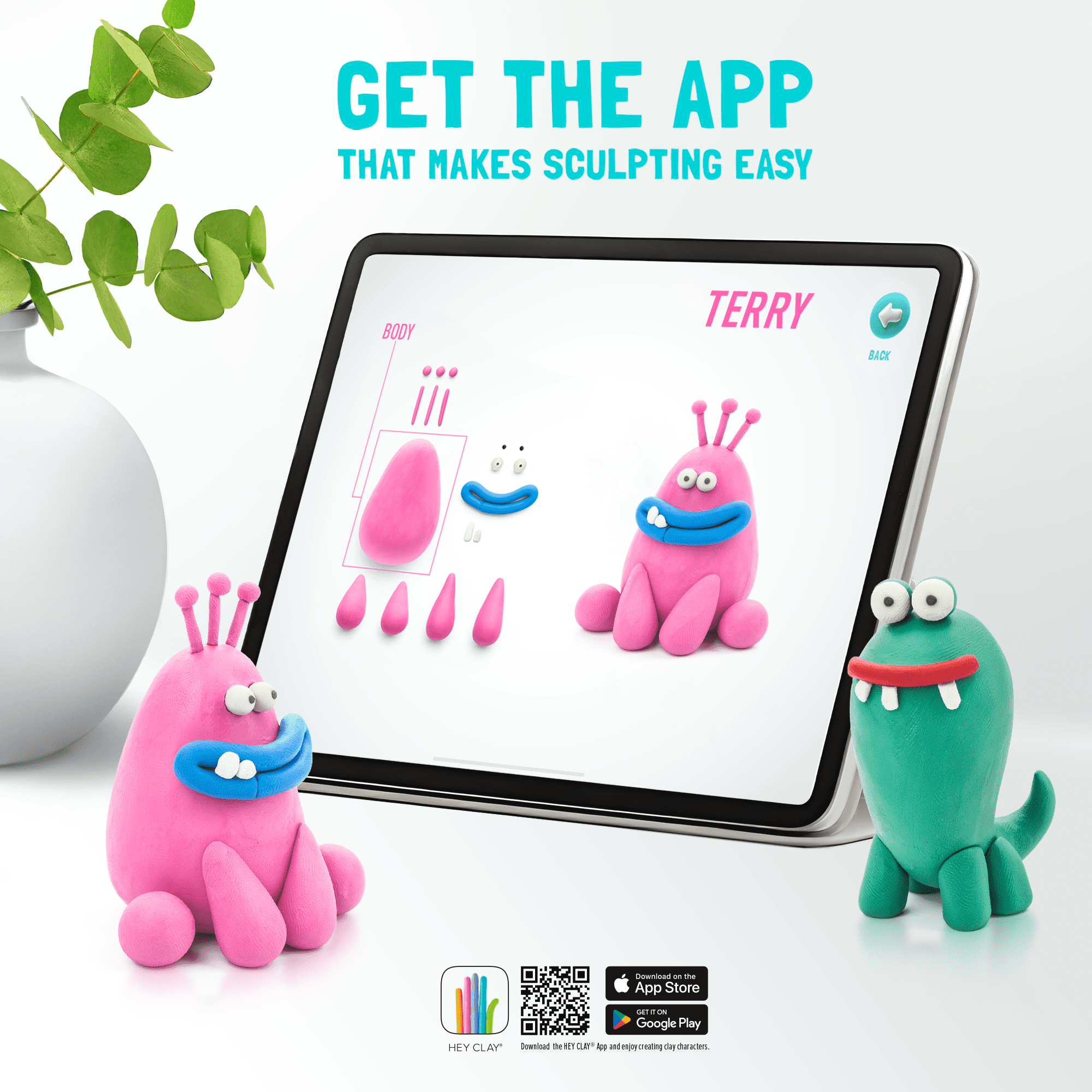 Hey Clay Monsters, Air Dry Clay Kit with Interactive App for Kids & Tweens