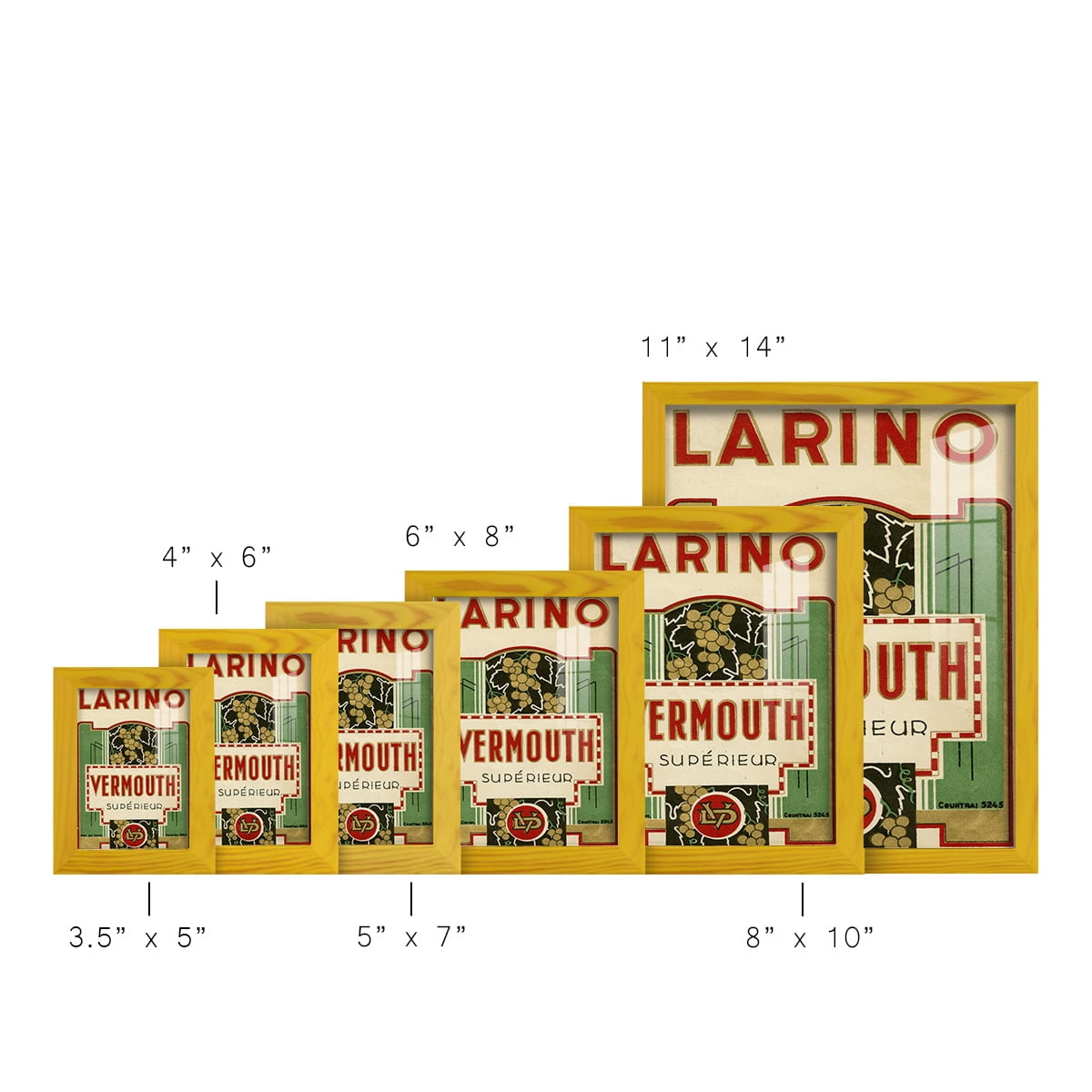 Larino Vermouth -Framed Print w/glass-Sunflower Yellow