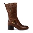 thumbnail image 4 of BARETRAPS Womens Brown Sweater Collar Metal Hardware Ruched Ankle Strap Wylla Round Toe Block Heel Zip-Up Heeled Boots 5 M, 4 of 4