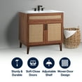 thumbnail image 4 of JONATHAN Y Javer 36 in. W x 18 in. D x 33 in. H, Rattan 2-Shelf, Bath Vanity Cabinet ONLY, Walnut, VAN1011B, 4 of 6