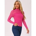 thumbnail image 4 of DARING DIVA Women's Sheer Panel with Side Shirring Mesh Top L Hot Pink, 4 of 6