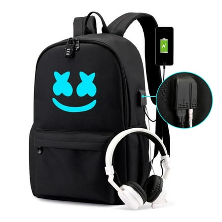 Backpack for School Back to School Backpack Anti-thef Coded Lock Zip College USB Light Backpack for Men or Women,DJ Marshmellow Printed Fashion Unisex Large Capacity