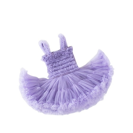 

DNDKILG Baby Toddler Girl Summer Dress Princess Tulle Tutu Sundress Dresses Purple 6M-3Y XL