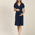 thumbnail image 5 of Fesfesfes Loose Fits Maternity Dress Short Sleeve Breastfeeding Neck Solid Color Summer Pregnancy Dress for Women Comfortable Large Size(Dark Blue,XL), 5 of 6