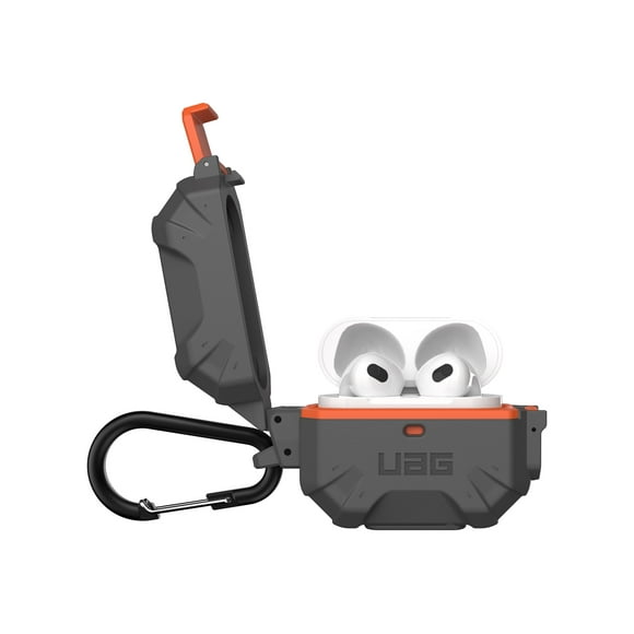 UAG Rugged Case for Airpods (3rd Gen, 2021) - Pathfinder Silver/Orange - Hard case for wireless earbuds - polycarbonate, thermoplastic polyurethane (TPU) - silver/orange - for Apple AirPods (3rd generation)