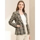 thumbnail image 2 of Blazers para mujer Chaqueta tipo blazer a cuadros con solapa con muesca Boyfriend Marrón negro M, 2 of 6