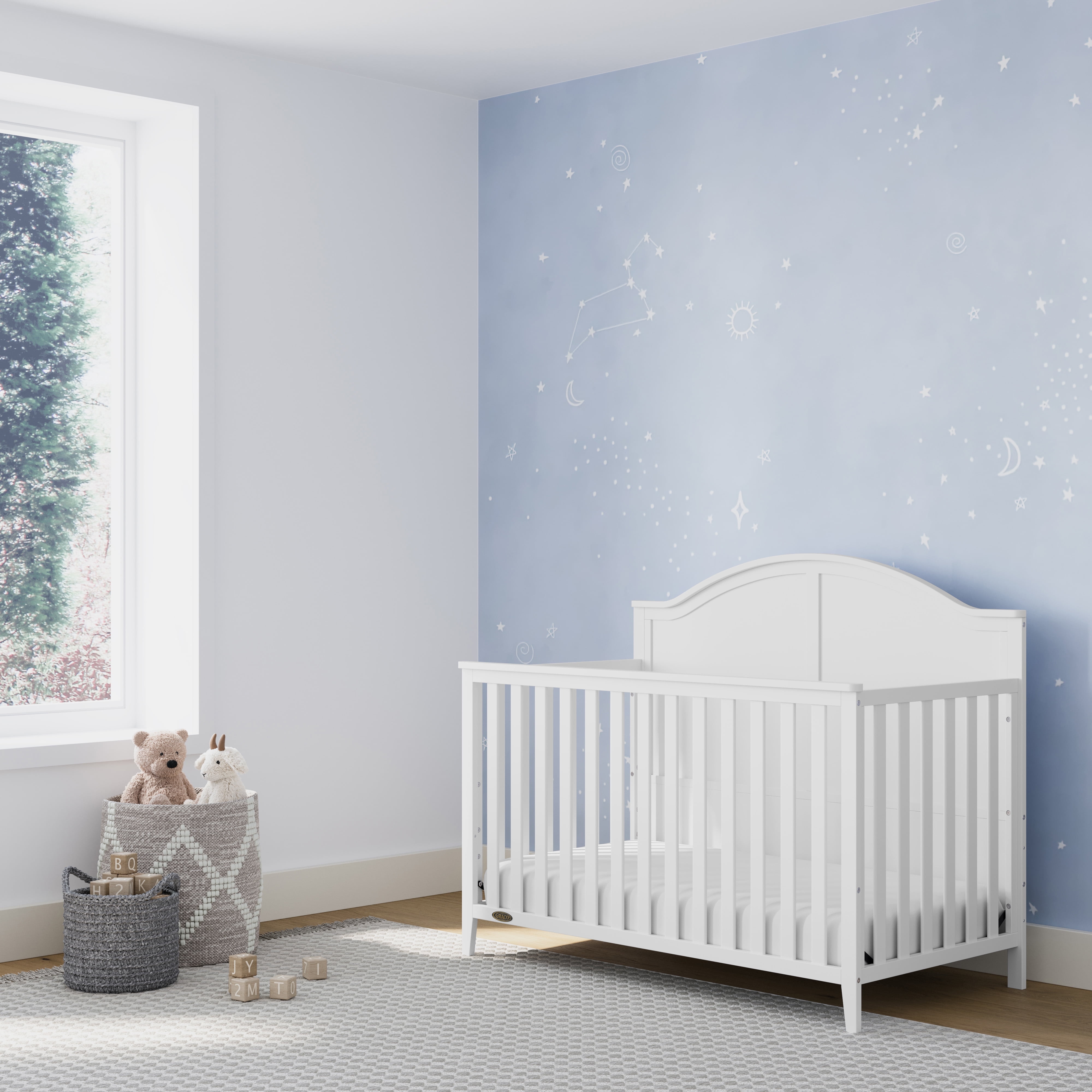 Graco Wilfred 5-in-1 Convertible Baby Crib, White