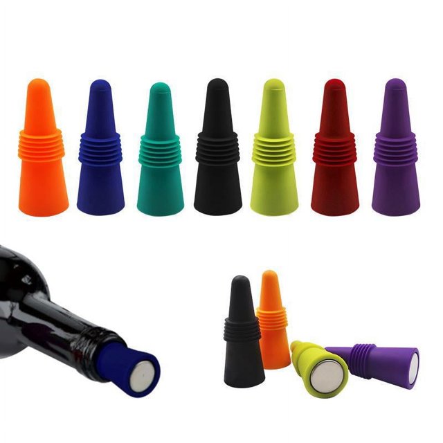 12 tapones de vino, tapas de silicona para botellas de vino, tapón reutilizable que mantiene la carne para el vino champán, colores aleatorios