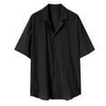 thumbnail image 4 of Baqcunre Shirts For Men Summer Men'S Short Sleeve Cardigan Shirt Beach Casual Shirt Men'S Polo Shirts Tops For Men Black L, 4 of 5