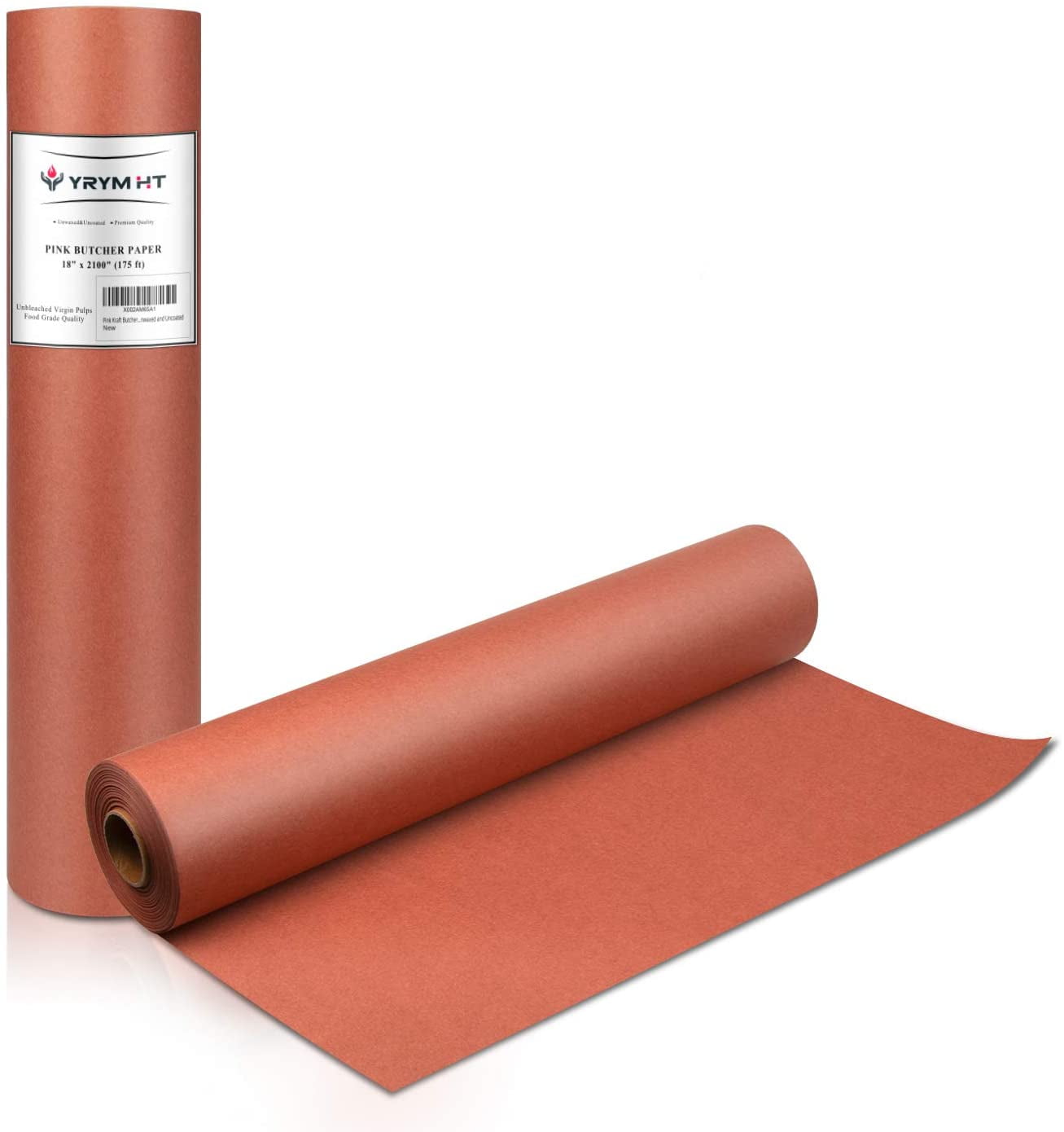 Pink Kraft Butcher Paper Roll 18" x 2100" (175 ft) Food Grade