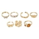thumbnail image 1 of Conjunto de Anillos Gruesos de Oro para Mujeres Anillo Ajustable Apilable de Piedras Preciosas Joyería de Declaración Vintage, 7 Paquete, Tono Dorado, 1 of 6