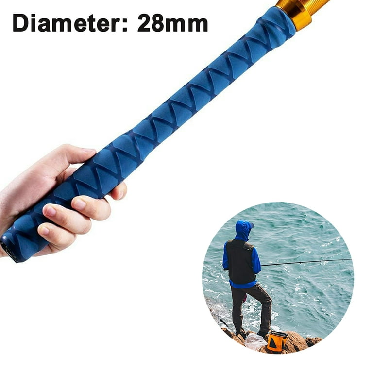 Fishing Rod Sleeve Braided Mesh Rod Protector Fishing Rod Sock Cover Pole  Glove Tools,Blue1m*28mm