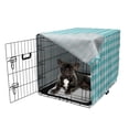 thumbnail image 5 of Turquoise Blue Dog Crate Cover, Geometric Art Simplistic Checkered Pattern in Soft Tones, Easy to Use Pet Kennel Cover Small Dogs Puppies Kittens, 7 Sizes, Pale Blue Turquoise, by Ambesonne, 5 of 6