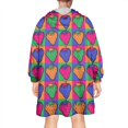 thumbnail image 2 of Colorful Strawberry Plants Fruit Checkered Wearable Oversized Blanket,Wearable Blanket Hoodie for Adults,Cozy Hooded Blankets with Super Pockets,Super Warm Fuzzy Pullover for Women & Men, 2 of 6