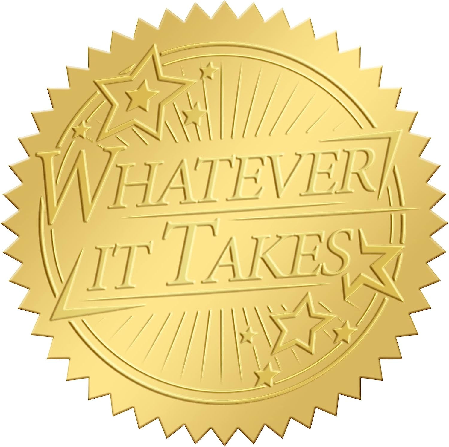 2 Inch Gold Embossed Envelope Seals Stickers Whatever It Takes 100pcs