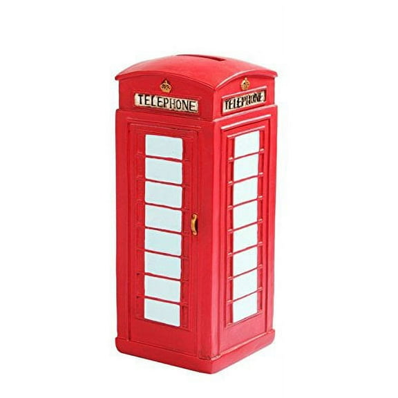 6.50 Inch Resin Phone Booth Savings Piggy/Coin/Money Bank, Red