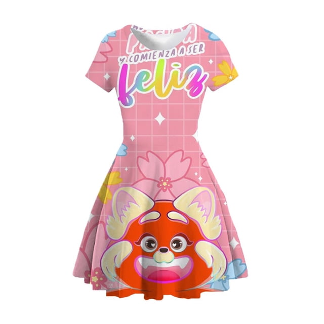 Disney Turning Red Costume Princess Dress Suit Charm para niñas Cosplay Mei Red Carnival Birthday Party Dress para niñas Costume140 Gao Jinjia LED