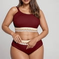 thumbnail image 4 of Busydd Swim Suits for Women Plus Size XL-4XL 2 Piece High Waisted Bikini Set Round Neck Bathing Suit Trendy Adjustable Straps Swimsuits with Briefs, 4 of 5