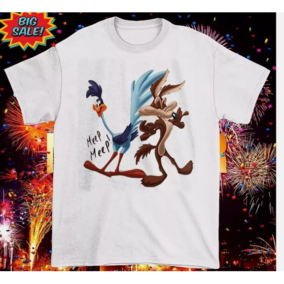Reprint Rare Wile E. Coyote and Road Runner T Shirt White Short Sleeve S-5XL