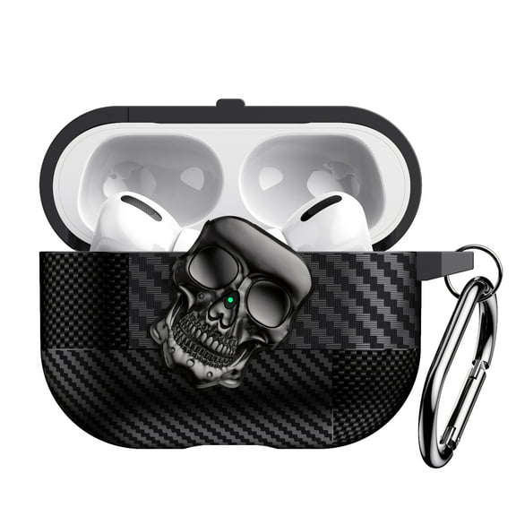 Dteck Case for Apple AirPods Pro 3 rd Generation 2025,3D Case with Lock & Keychain Cool Carbon Fiber PC Full Body Shockproof Hard Shell Protective Cover,Black