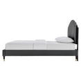 thumbnail image 4 of Platform Bed Frame, Queen Size, Charcoal Grey Gray, Velvet, Modern Contemporary, Bedroom Master Guest Suite Room, 4 of 7