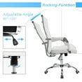 thumbnail image 6 of QRKD Ribbed Office Desk Chair Mid-Back PU Leather Executive Conference Task Chair Adjustable Swivel Chair with Arms (White), 6 of 16