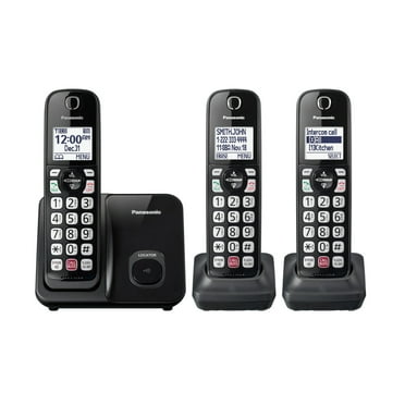 Panasonic 3x Handsets Dect 6.0 Expandable System Cordless Phone with Advanced Call Block, Bilingual Caller ID & Easy to Read Display (Black)