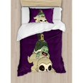thumbnail image 3 of Sloth Duvet Cover Set Queen Size, Funny Cartoon Scenery with Sloth Turtle Snail on Top of Each Other Slow Down Phrase, Decorative 3 Piece Bedding Set with 2 Pillow Shams, Multicolor, by Ambesonne, 3 of 3