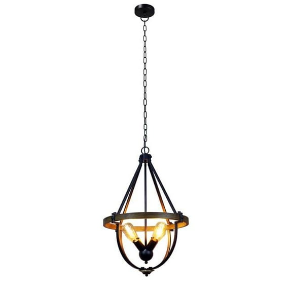 Chloe Lighting Farmhouse 4-Light Metal Two-Toned Pendant in Black