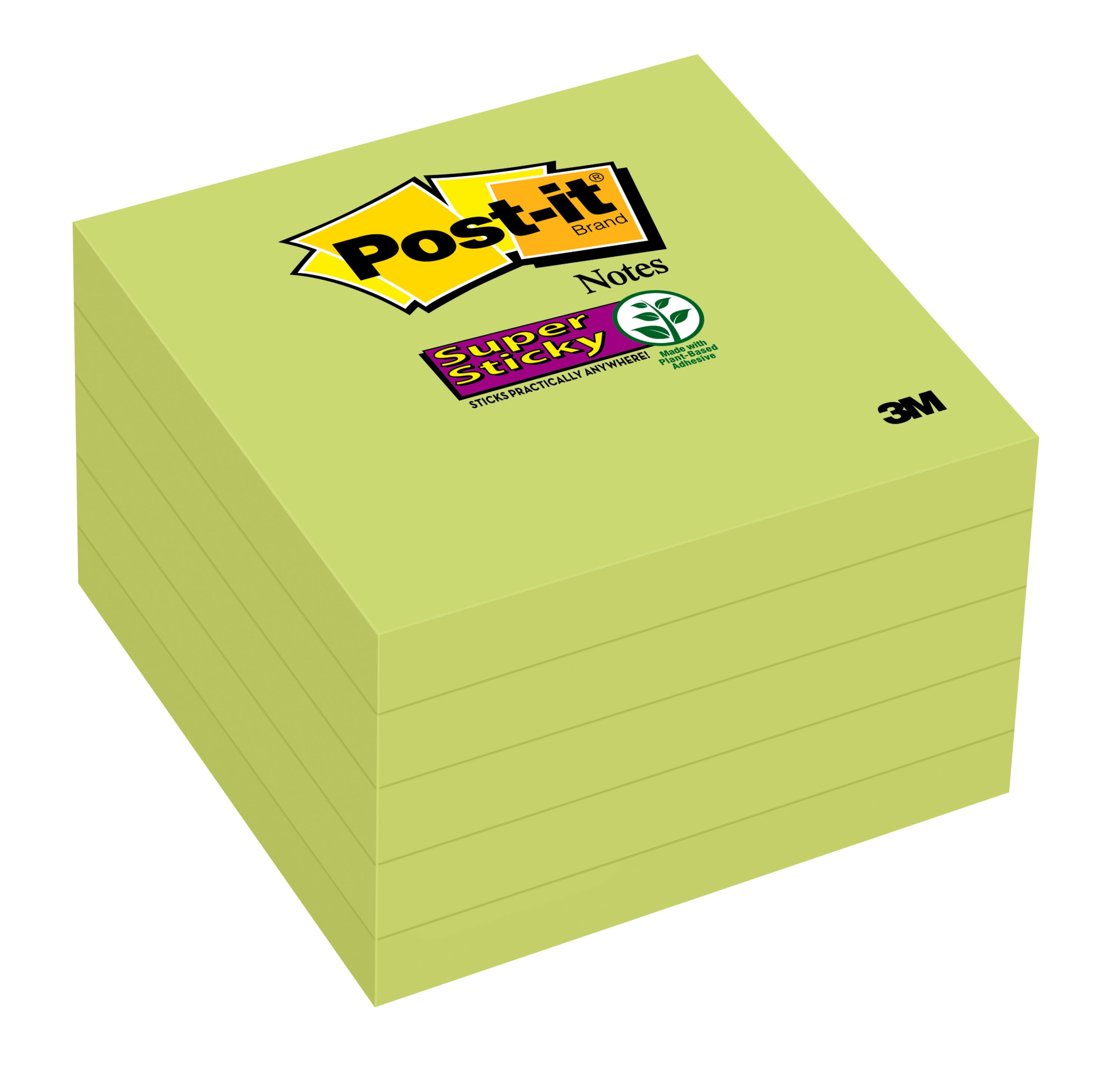 Postit Super Sticky Notes, 3 in x 3 in, Limeade, 5 Pads
