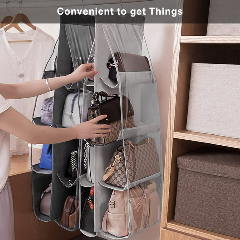 Lirex 8 Pocket Handbag Hanging Organizer Foldable and Universal Fit Grey